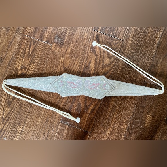 Hand Beaded Christian Dior Ceintures Beaded Sequins Belt White Silver Pink - Picture 5 of 13